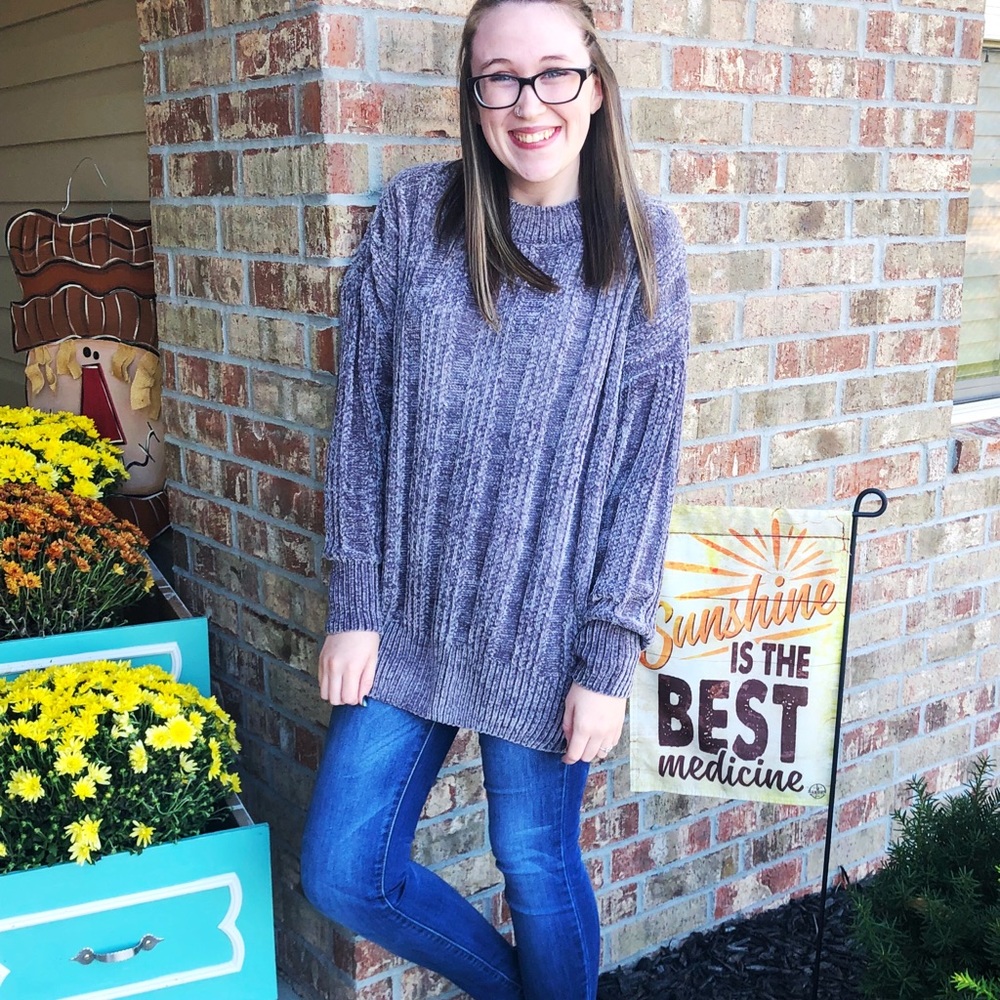 Ash Grey Chenille Oversize Sweater